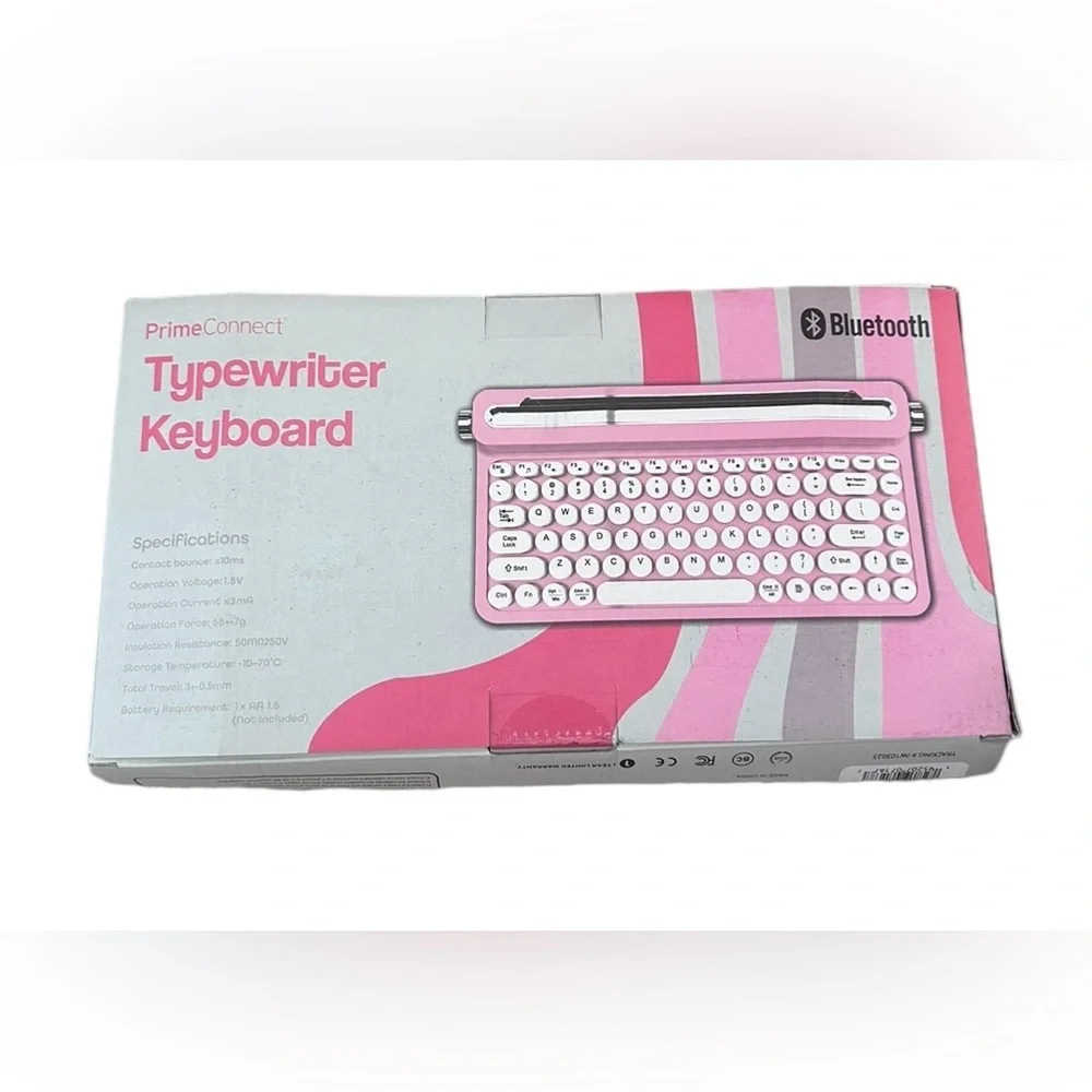 PrimeConnect Bluetooth Pink Typewriter Keyboard NEW